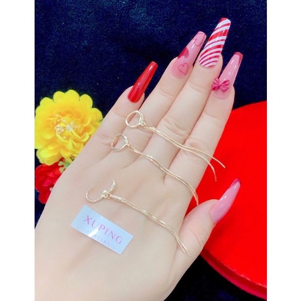Bông tai mì trơn 2 tua, bông xuping siêu bền màu
