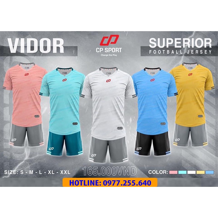 Quần Áo Thương Hiệu CP VIDOR Chất Lượng Cao Cấp, Áo Đá Bóng Không Logo - Vicsport