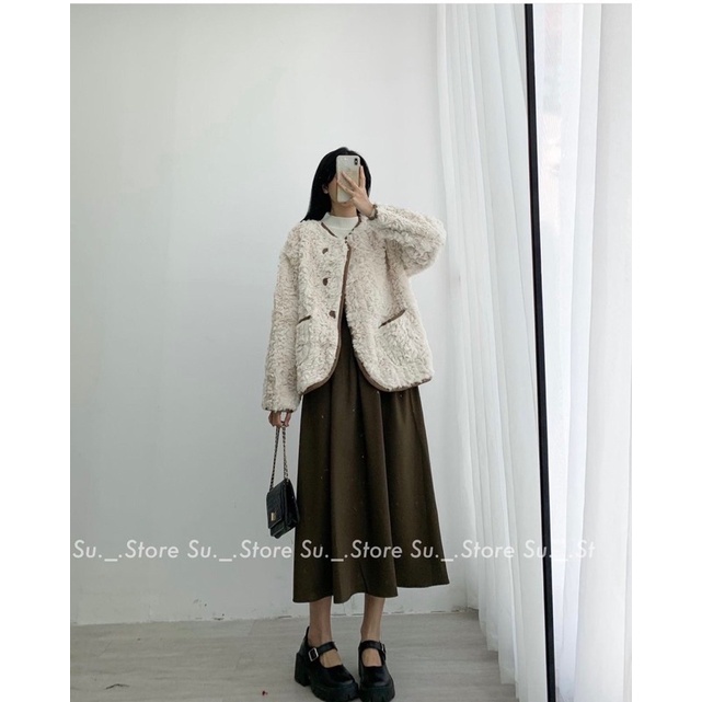 CHÂN VÁY MIDI XẾP LY 2865 style Vintage