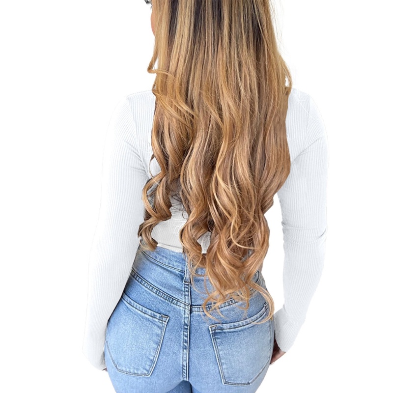 Áo Croptop Tay Dài Cổ Chữ U Khoét Sâu Quyến Rũ Thời Trang Cho Nữ