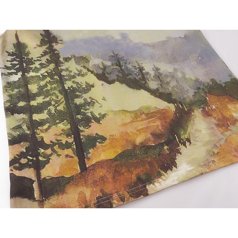 Áo Thun Tay Ngắn Cổ Thuyền Họa Tiết Phong Cảnh Thời Trang Mùa Hè