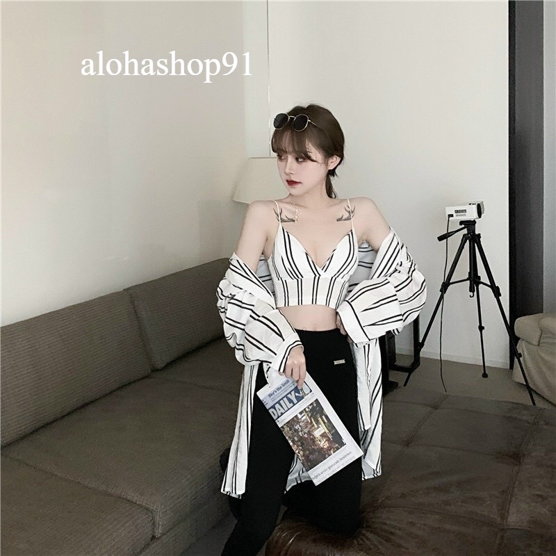🥰 Set áo sơ mi sọc phong cách vkv alohashop91