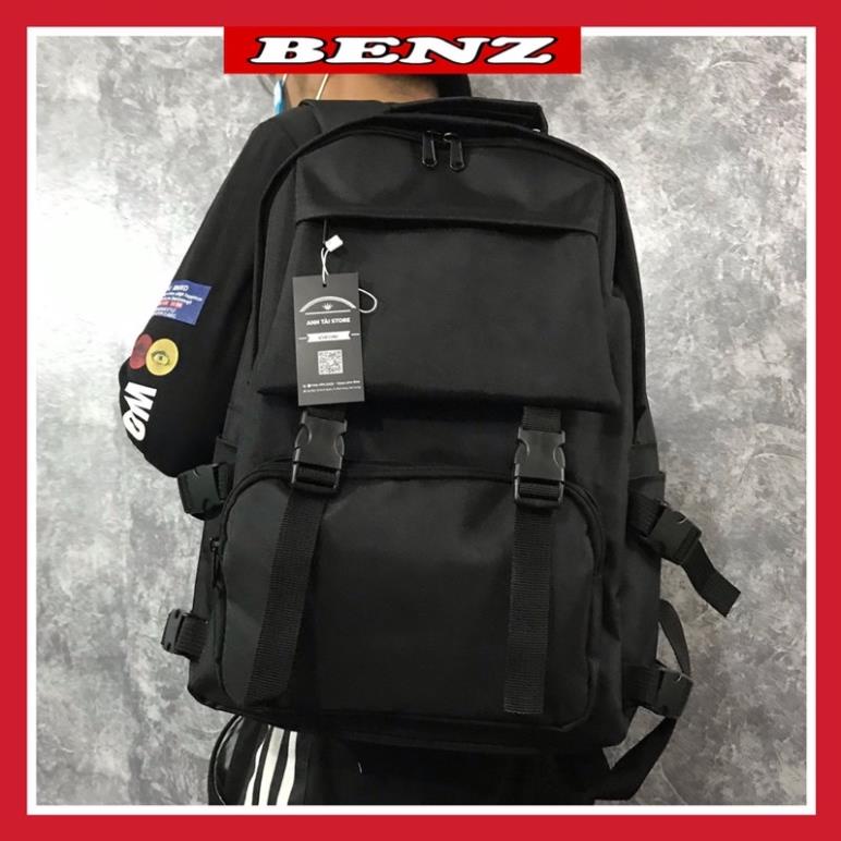 Balo học sinh Ulzang cặp đi học nam nữ bassic đen trơn có ngăn đựng laptop chất vải canvas chống thấm nước bền đẹp B 86 | BigBuy360 - bigbuy360.vn