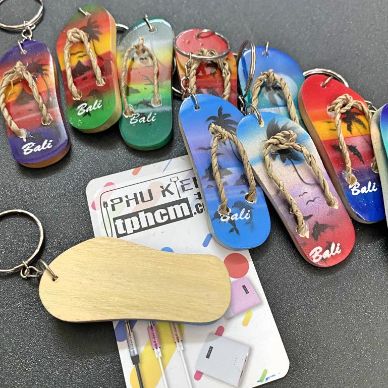 Móc Khóa Dép Kẹp Bali Chất Liệu Gỗ