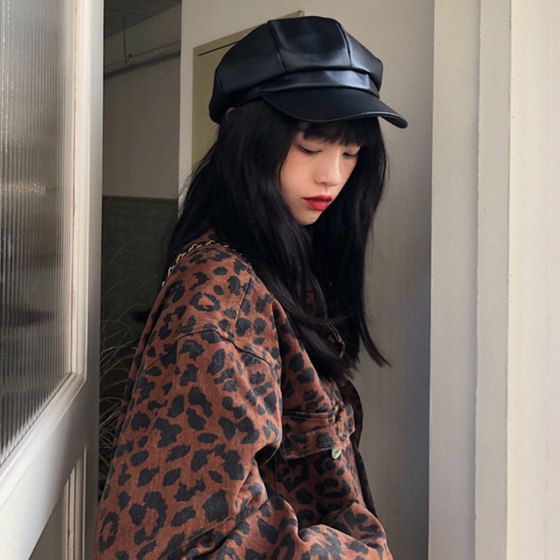 Mũ Bát Giác Bằng Da Thiết Kế Phong Cách Retro Giản Dị