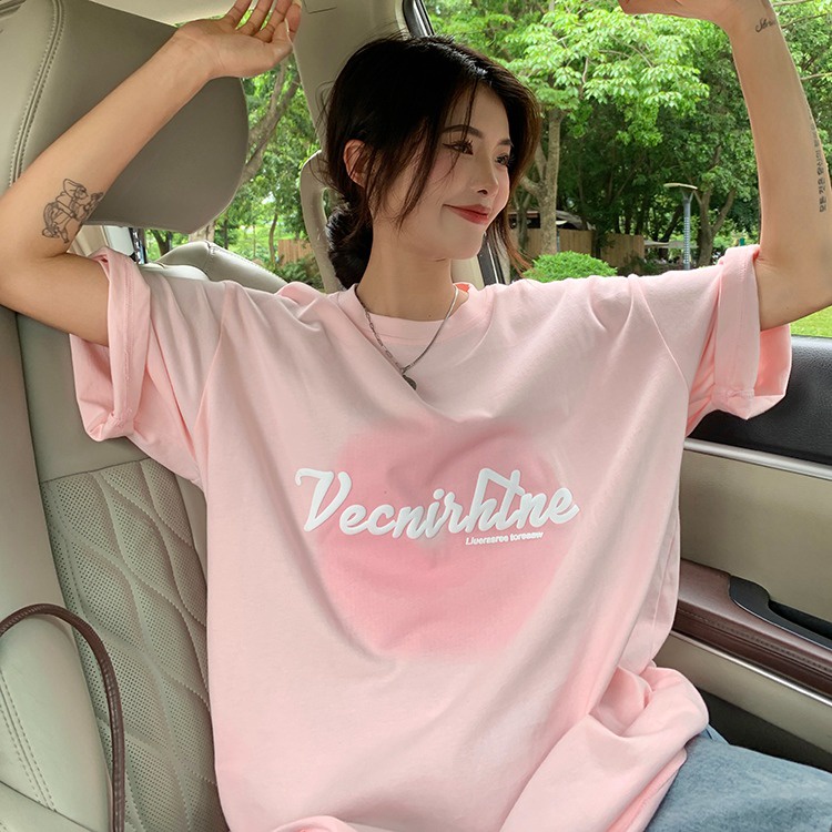 IELGY  Áo Thun Tay Ngắn In Họa Tiết Xốp Phong Cách Hàn Quốc Thời Trang Cho Nữ