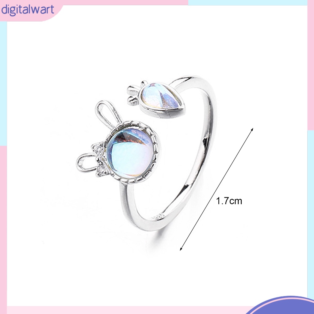 [DIWA] Nhẫn Dạng Hở Đính Đá Mặt Trăng Nhân Tạo Hình Thỏ Cà Rốt Có Thể Điều Chỉnh Trang Sức Dự Tiệc Cho Nữ