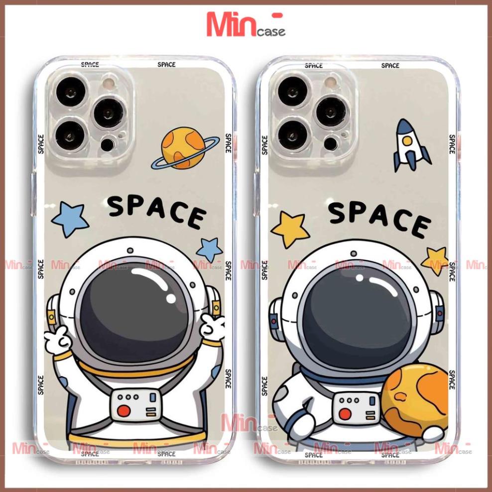 Ốp lưng space phi hành gia cạnh vuông chống sốc silicon trong suốt cho iphone ip 6/6s/7/8/X/XS/11/12/13/14 Pro Plus Max