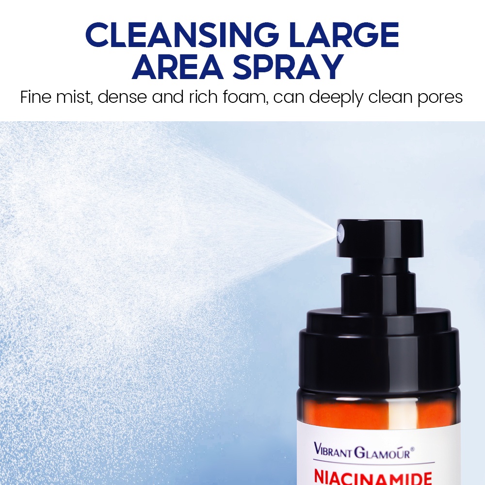 Xịt Rửa Mặt VIBRANT GLAMOUR Niacinamide 4X Amino Acid Làm Sạch Sâu Dưỡng Ẩm Kiểm Soát Dầu Làm Trắng Da 100ML