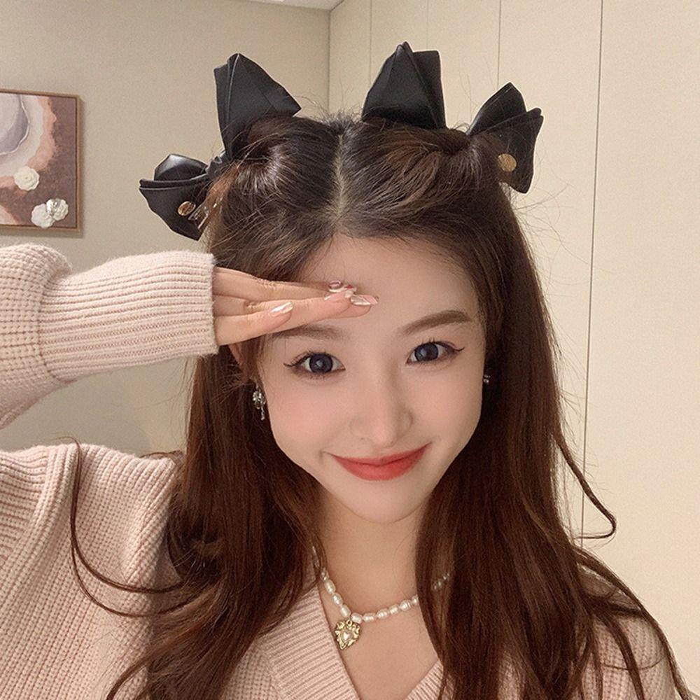 AROMA Bộ 2 Kẹp Tóc Nơ Bằng Satin Tinh Tế Cho Nữ