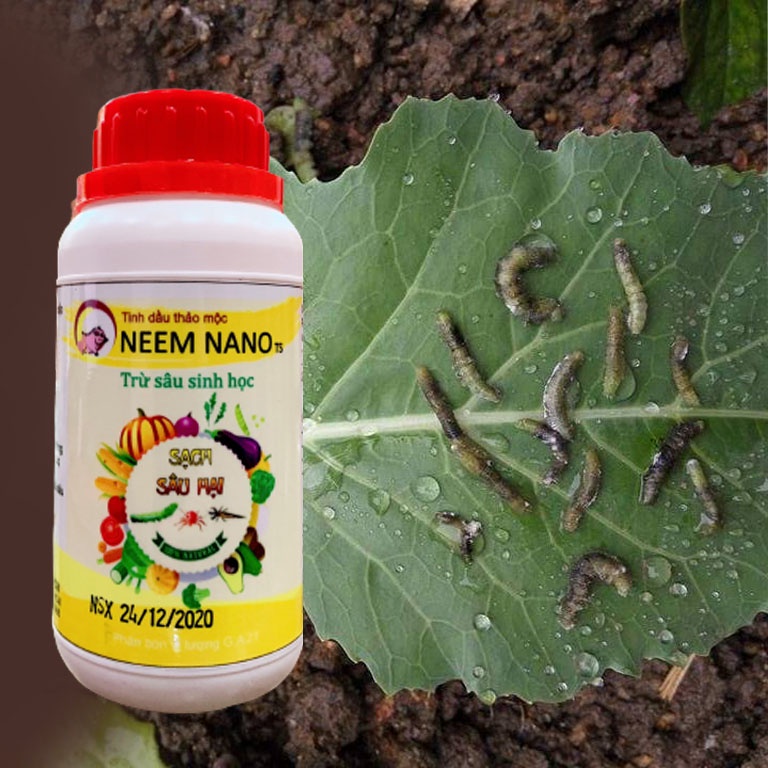 Chế phẩm TRỪ SÂU NEEM NANO. Diệt côn trùng, nhện đỏ, bọ trĩ, rầy, rệp, gây hại cây trồng. Hiệu quả ngay sau 1-2 lần phun