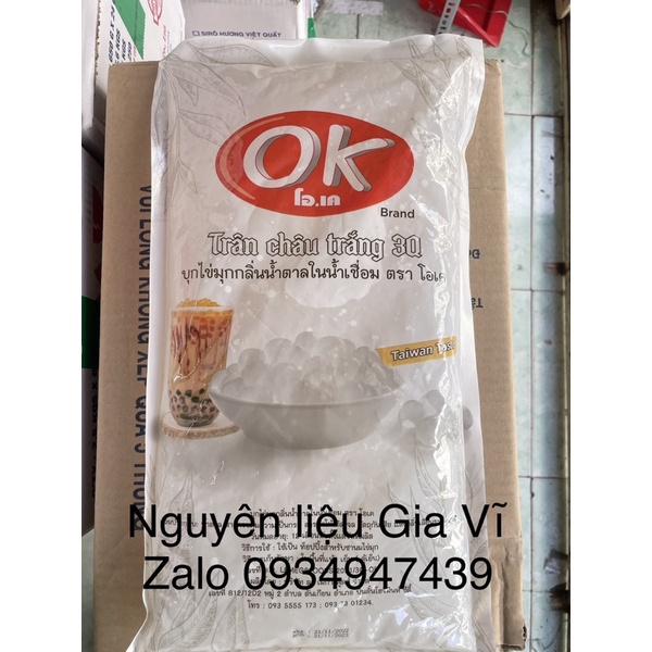 Thùng Trân Châu Giòn 3Q OK Chuẩn Vị Thái Lan 6 bịch Bịch 2Kg