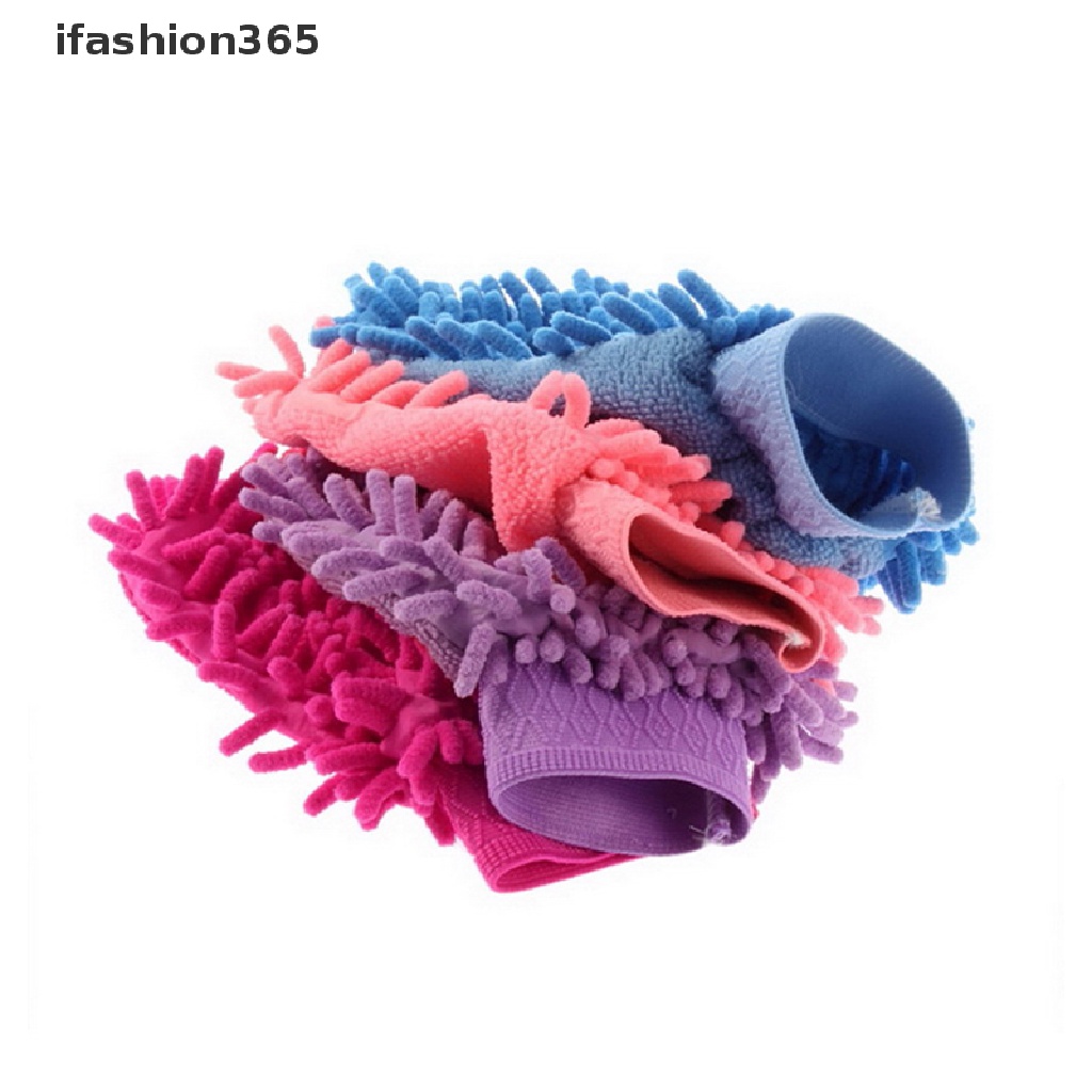 Găng Tay Rửa Xe Hơi 2 Trong 1 Bằng Sợi Vải Chenille Mềm Mại Siêu Mịn Không Trầy Xước ifashion365
