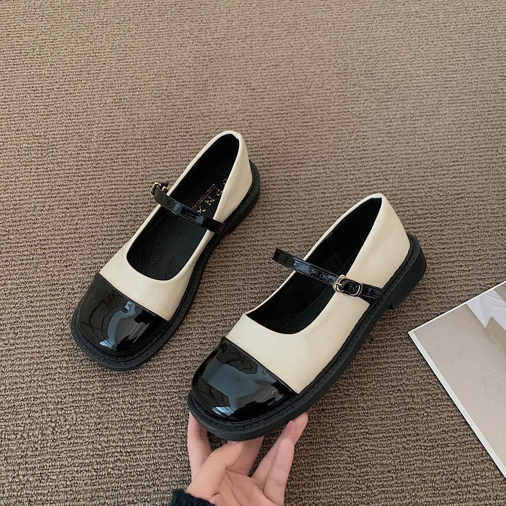 Giày Mary Janes mũi vuông da mềm mã 809