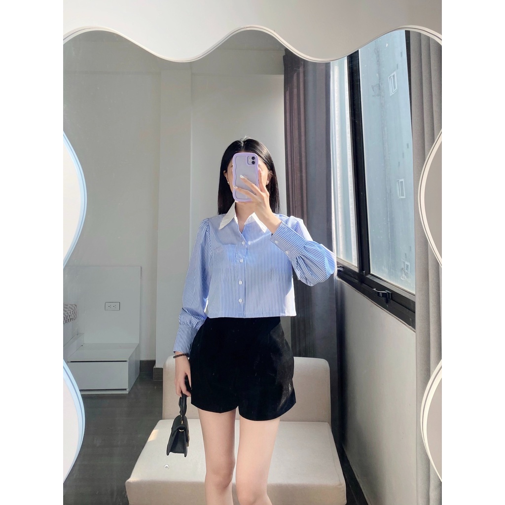Áo sơ mi croptop dáng ngắn thời trang chuẩn hàng loại 1