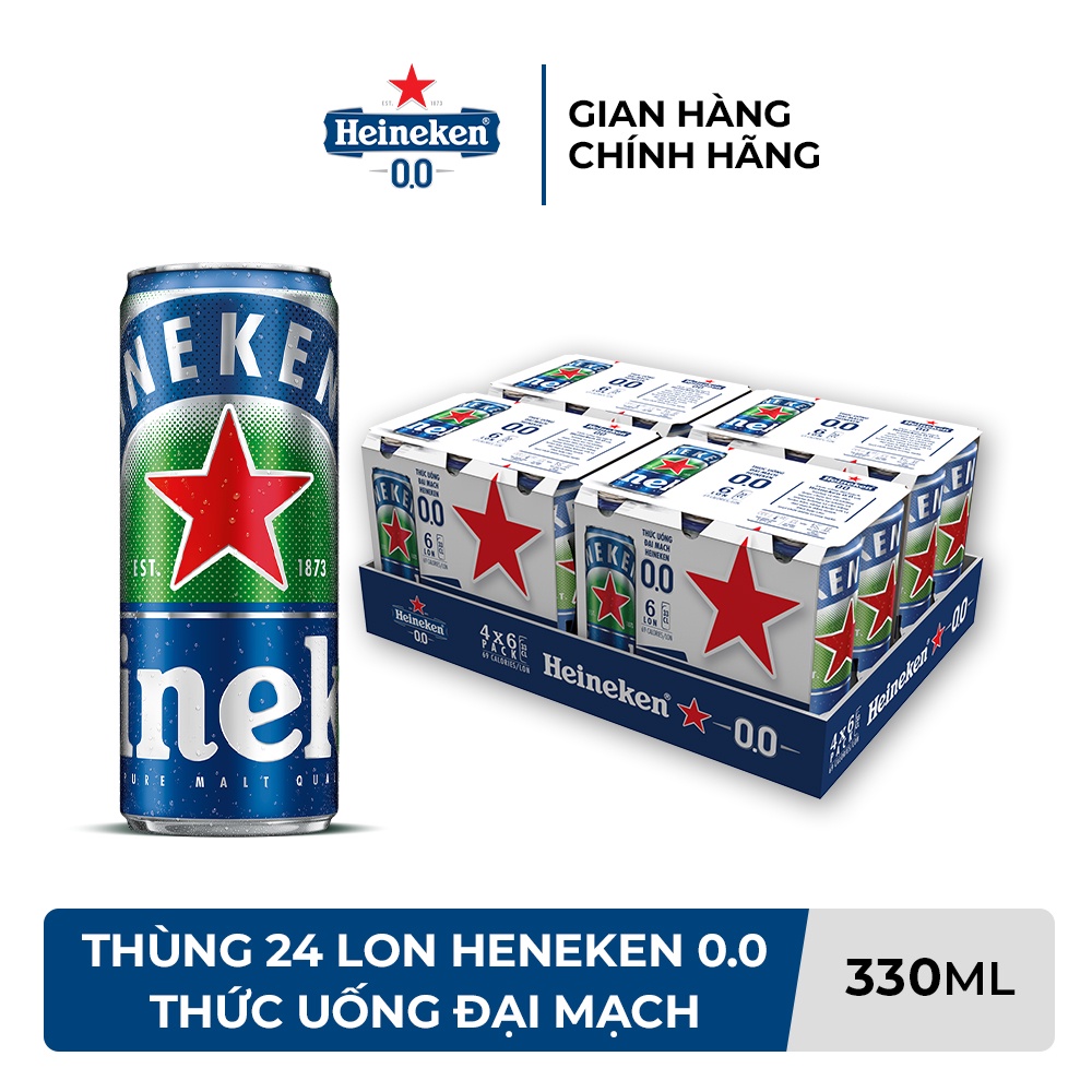 HỎA TỐC HCM - Thùng 24 lon Thức uống đại mạch Heineken 0.0 330ml/lon