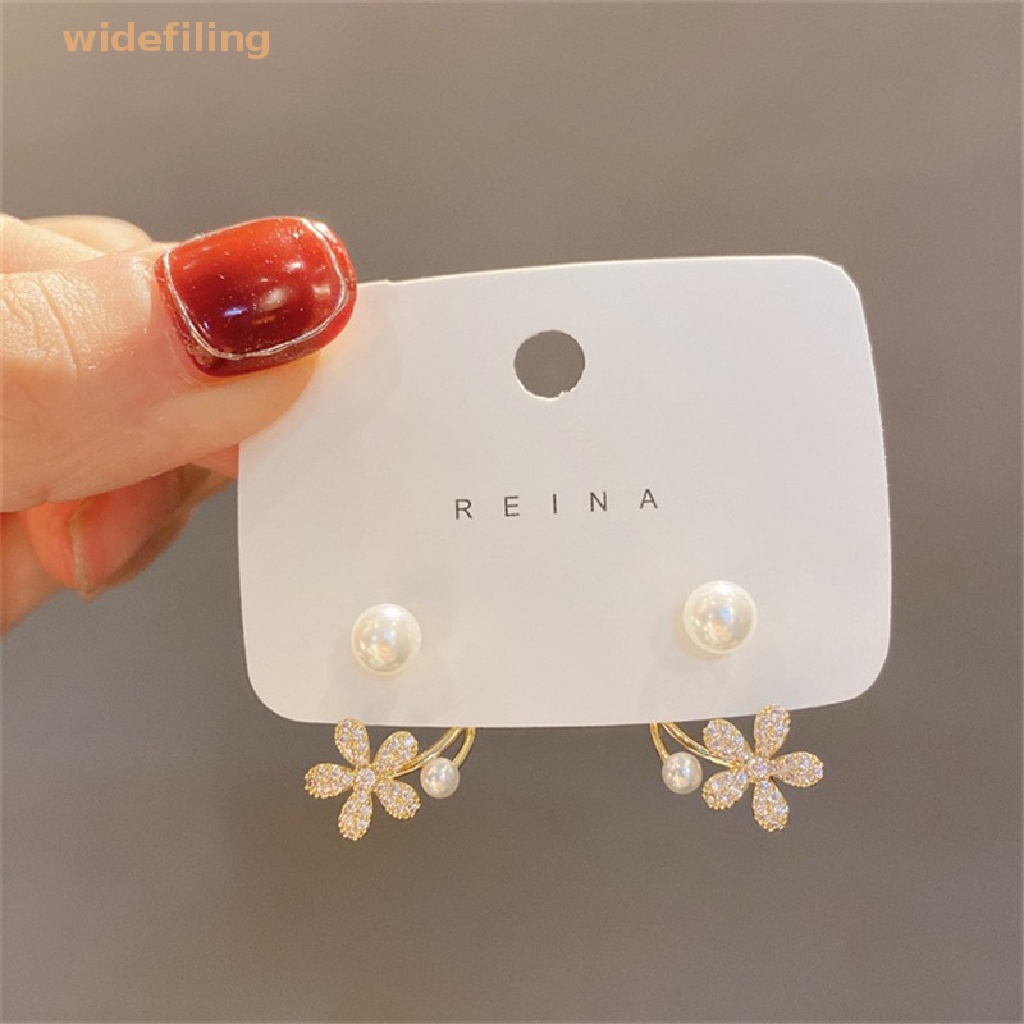 1 Đôi Bông Tai Hình Hoa Đính Ngọc Trai Nhân Tạo Thời Trang Dành Cho Nữ
