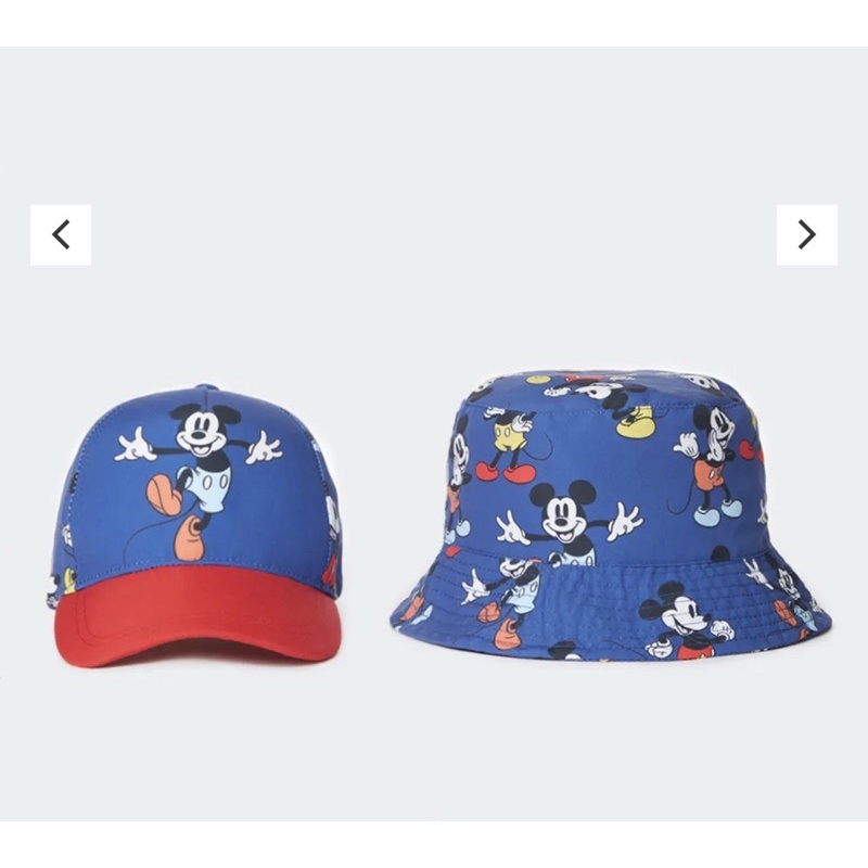 Set 2 mũ bé trai màu xanh pha đỏ hoạ tiết mickey săn sale Uk sz 12-24m