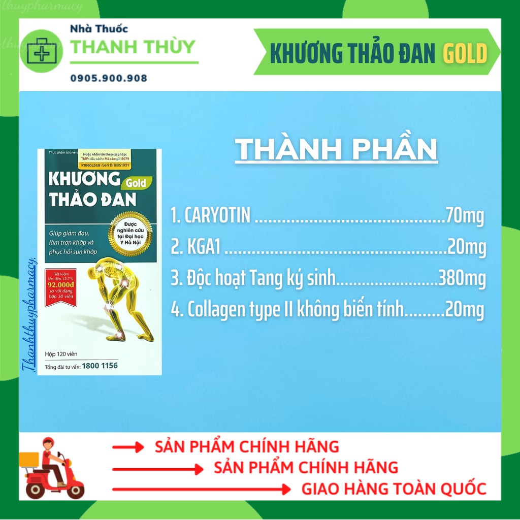 KHƯƠNG THẢO ĐAN GOLD - Viên Uống Hỗ Trợ Giảm Đau Nhức Xương Khớp