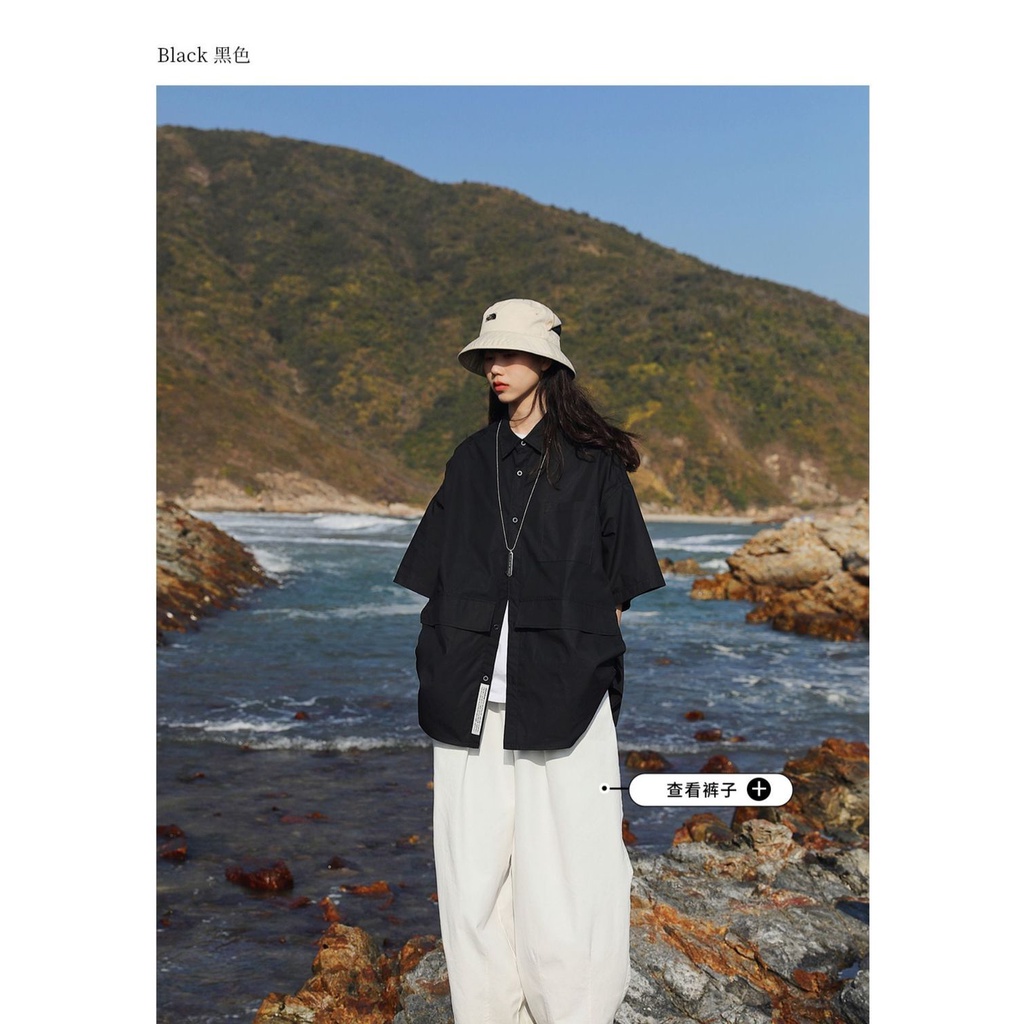 Áo Sơ Mi Tay Ngắn Dáng Rộng Màu Sắc Đơn Giản Thời Trang Xuân Hè Cá Tính Cho Cặ