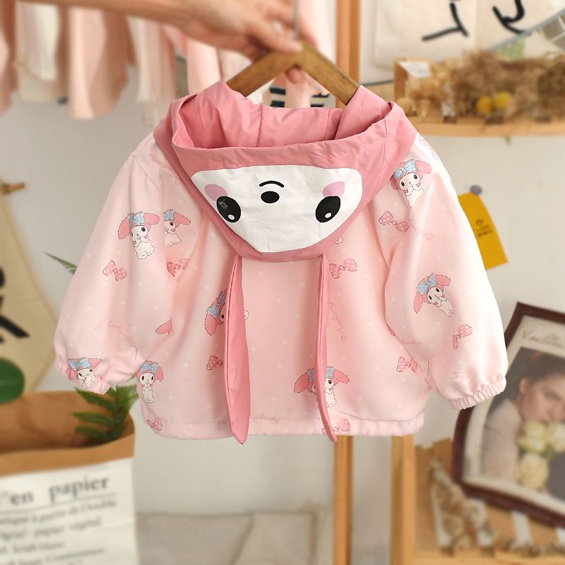 Áo Khoác Có Mũ Trùm Thời Trang Xuân Thu Dễ Thương Cho Bé Gái