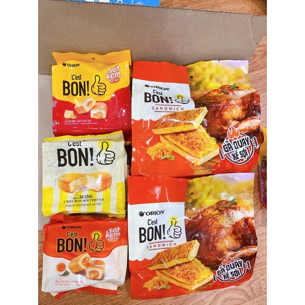Bánh sợi thịt gà Orion C’est Bon (gói 5 bánh x 17g), gà quay xé xợi