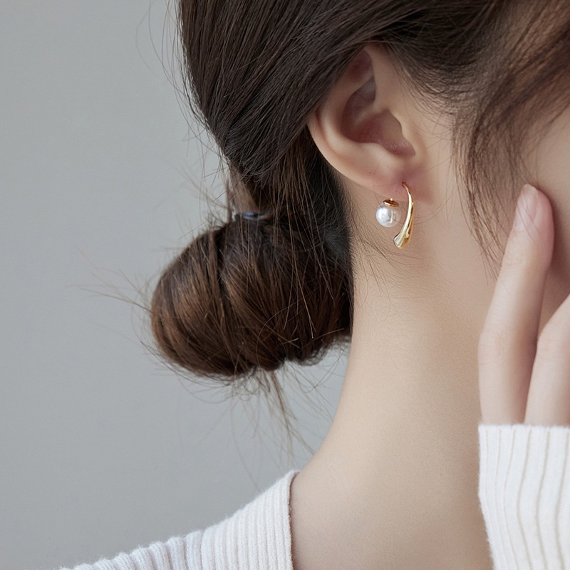 Bông Tai Đính Ngọc Trai Bằng Hợp Kim Chất Lượng Cao Phong Cách Pháp Thanh Lịch Cho Nữ