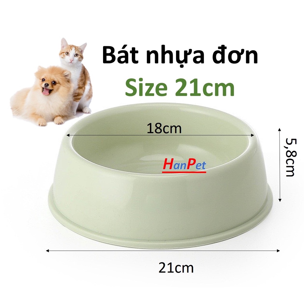 Bát nhựa đơn- Bát ăn chó mèo bằng nhựa siêu bền loại dày (3 size) chén ăn uống thú cưng