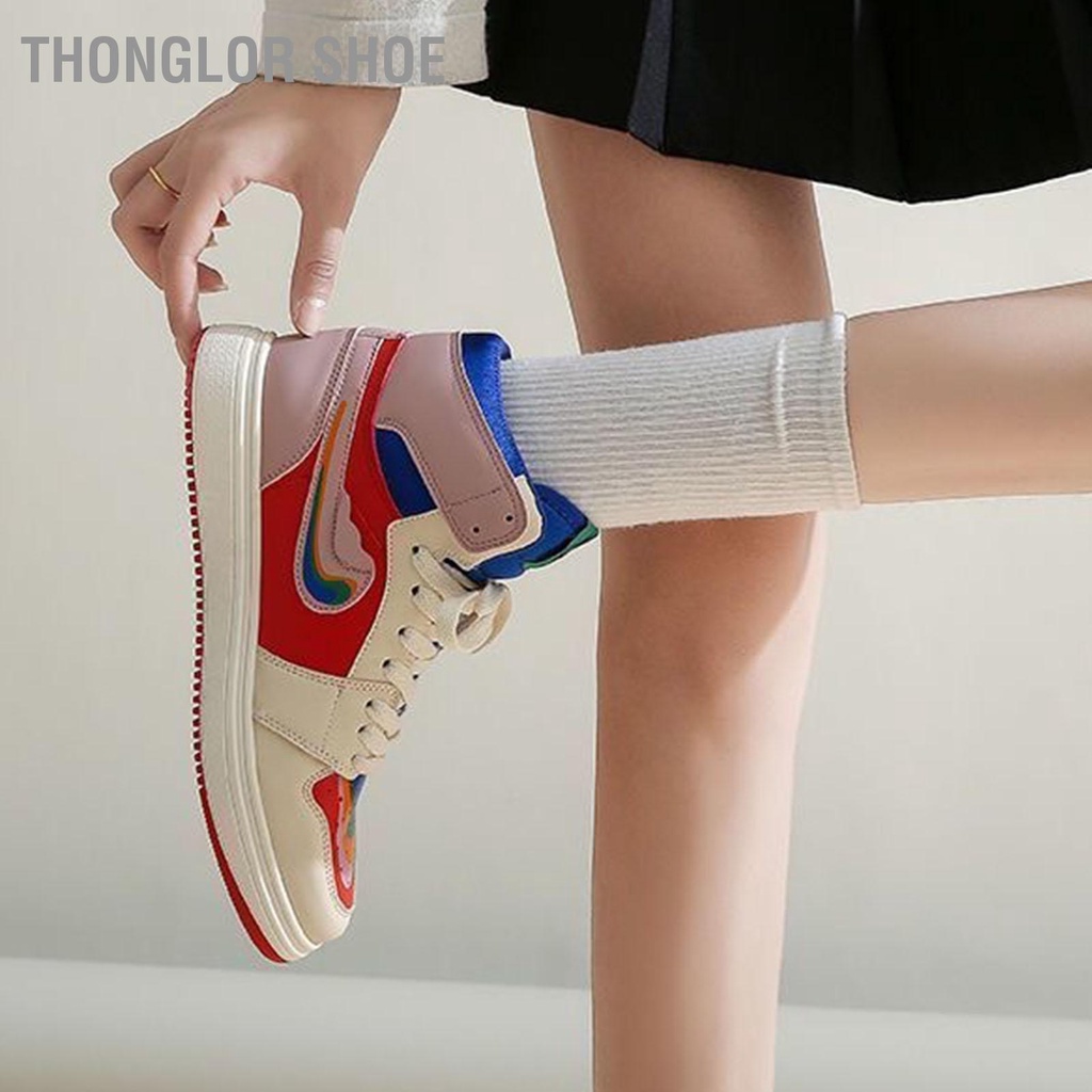 Thonglor Shoe Nữ Giày Retro Đa Năng Hợp Thời Trang Đế Cao Su Da PU Trên Hàng Đầu Nhiều Màu Sắc Sneaker run 2 u