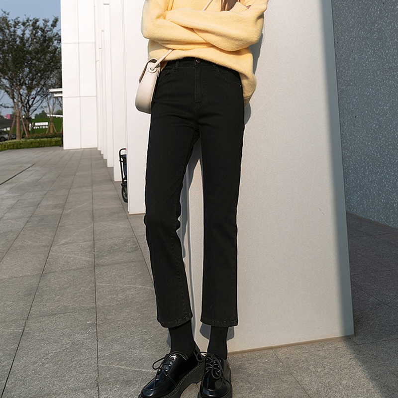 IELGYQuần Jean Đen Lưng Cao Ống Đứng Thời Trang Cho Nữ