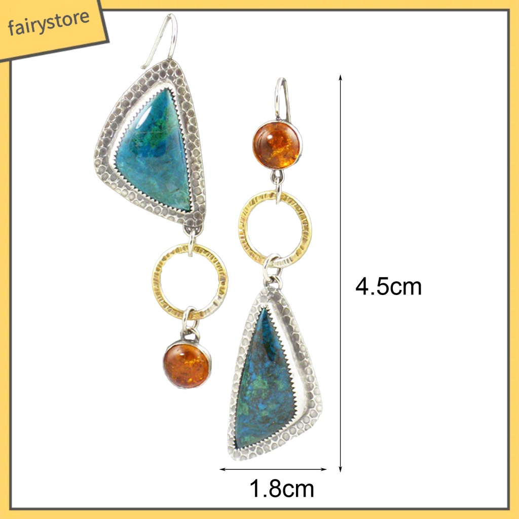 1 Đôi Bông Tai Tam Giác Đính Đá Ngọc Lam Giả Thời Trang Dành Cho Nữ