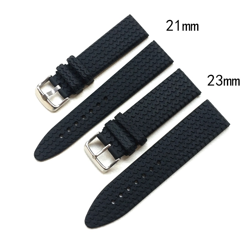 2/5✈Dây Đeo Đồng Hồ Bằng Cao Su Silicone Chống Nước 21mm 23mm Blac