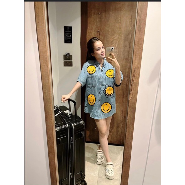 HV-ÁO SƠ MI JEAN MẶT CƯỜI TAY NGẮN:165K