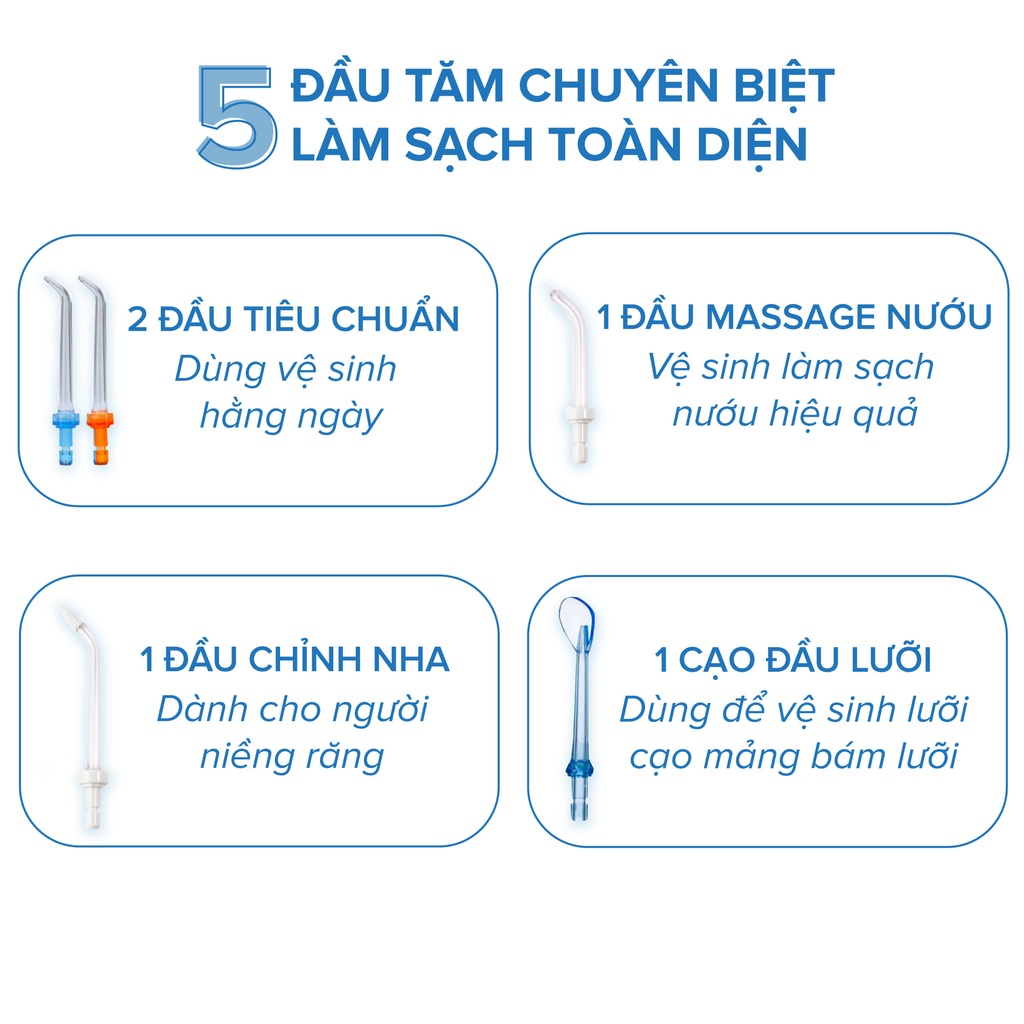 Máy Tăm Nước H2OFloss HF6P HF9P [Mẫu Mới] Cải tiến công nghệ tia nước sạch X4 Lần - Đổi mới 12 tháng, Kèm túi đựng máy