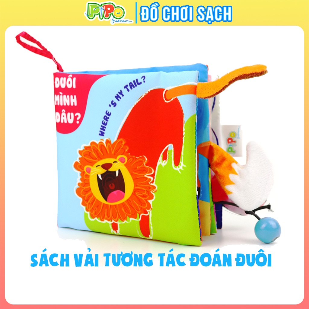 Đồ chơi Pipovietnam - Sách vải tương tác đoán đuôi song ngữ Anh Việt - Đuôi mình đâu 1- Dành cho bé sơ sinh từ 6 thàng
