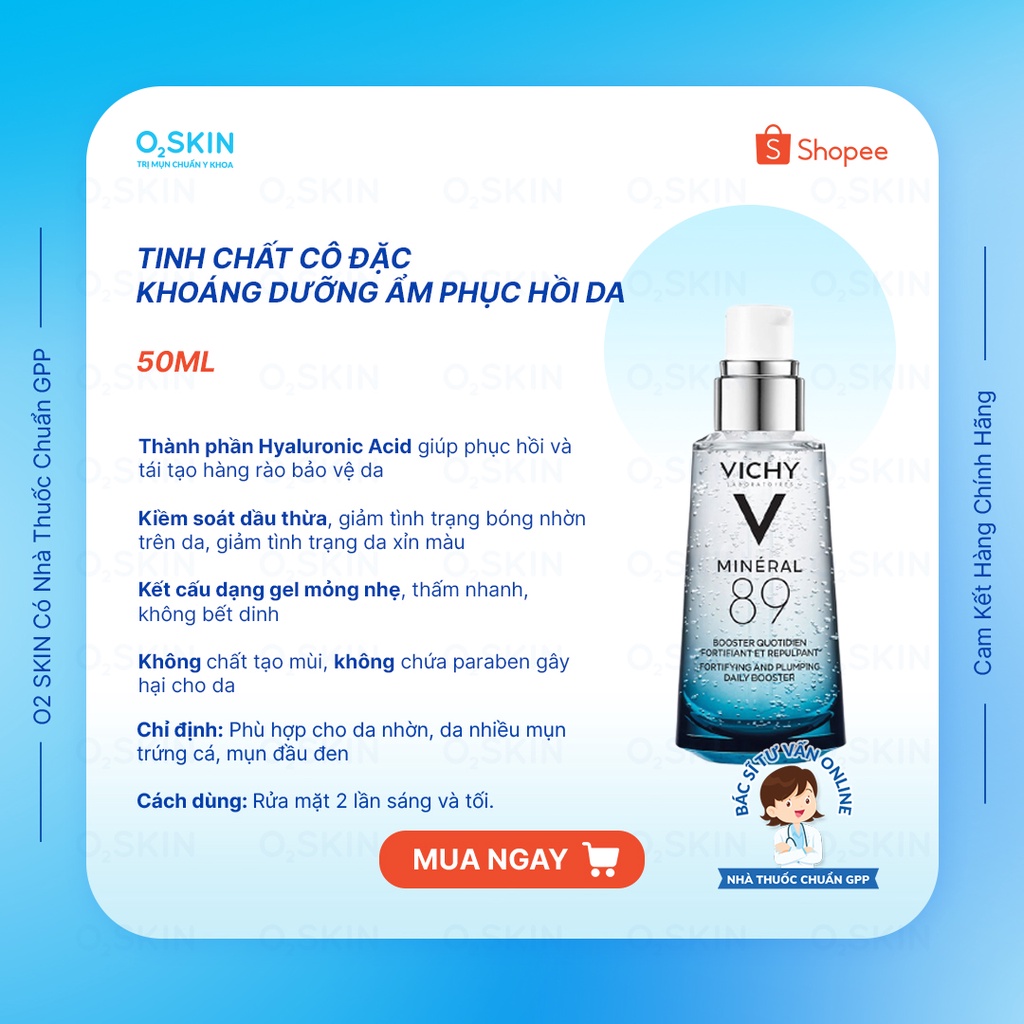 Dưỡng Chất Vichy Mineral 89 Phục Hồi, Tái Tạo Da & Bảo Vệ Da Chuyên Sâu 30ml ~ 50ml
