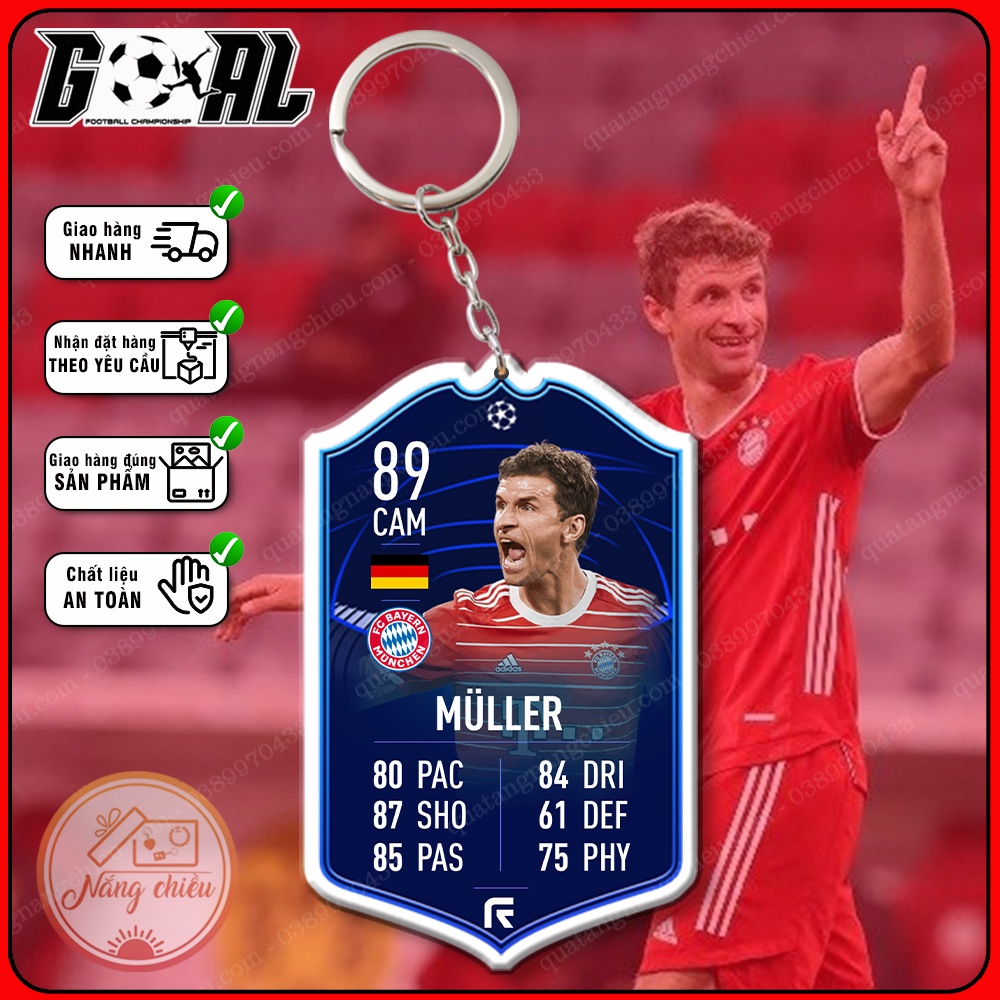 Móc khóa Thomas Muller - cầu thủ yêu thích CLB Bayem Munich- phụ kiện treo balo gaming [7613-7624]