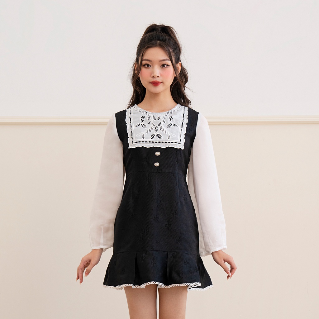 BLEUBIRD Váy gấm thêu hoa cổ ren Rosalie Dress