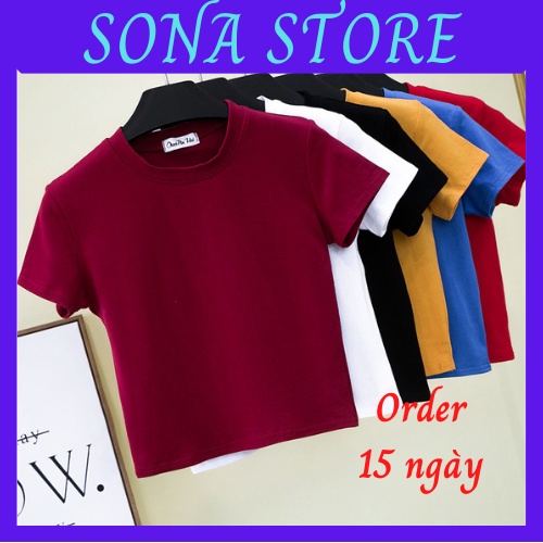 Áo phông nữ thun cotton croptop chất đẹp dáng ôm body cộc tay ngắn Hàn quốc cao cấp sang chảnh mềm mịn thoáng khí AP6