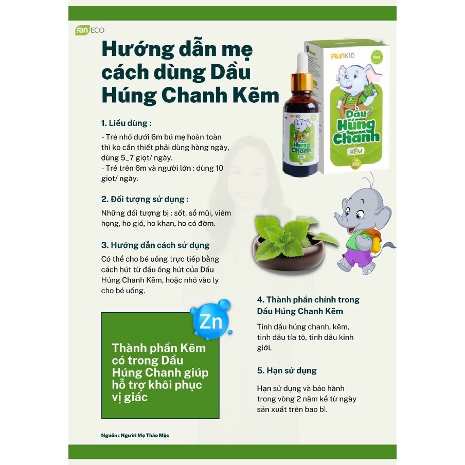 Tinh dầu húng chanh kẽm 30ml
