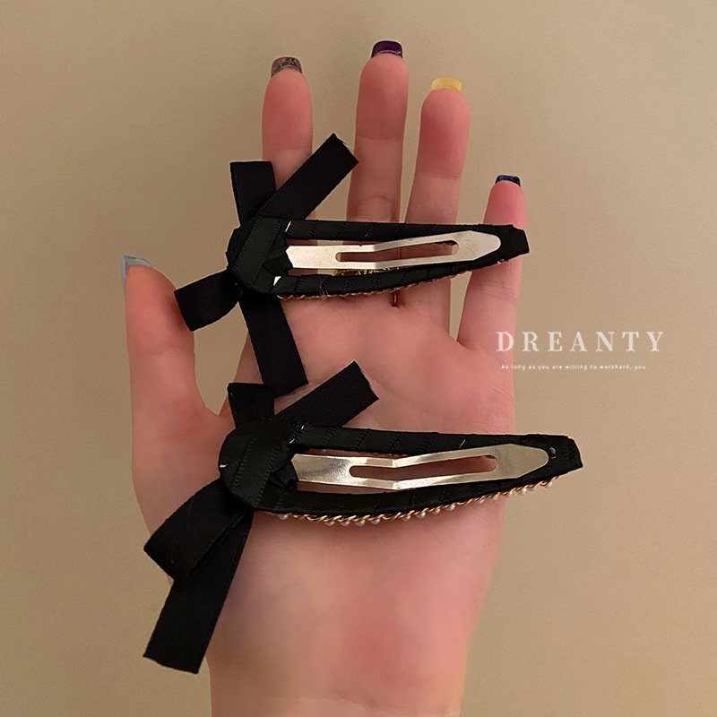 Kẹp Tóc Hình Nơ Đính Ngọc Trai Đơn Giản Phong Cách Hàn Quốc