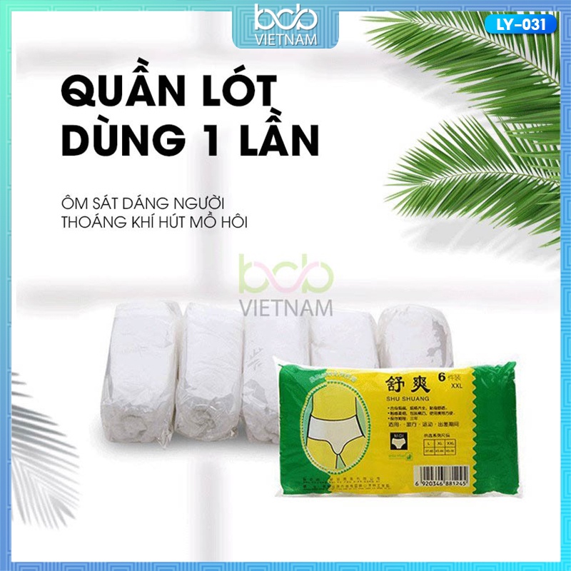 Quần Lót Giấy Dùng 1 Lần Gói 6 Chiếc Quần Du Lịch Tiện Lợi Nam Nữ Freesize Ly - 031