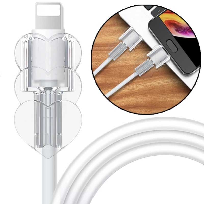 Kẹp Bảo Vệ Dây Cáp USB Hình Trái Tim Màu Trong Suốt