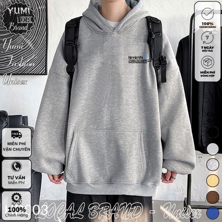 Áo Hoodie levents Local Brand Unisex nỉ bông cao cấp dày - Áo Khoác Nỉ Form Rộng