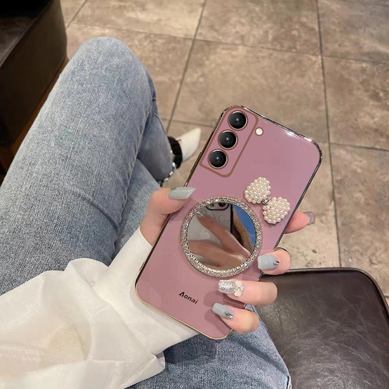 Ốp Điện Thoại Mạ Gương Trang Điểm Lấp Lánh Cho Samsung Galaxy A34 A54 A14 A04E A04 A13 A23 A33 A53