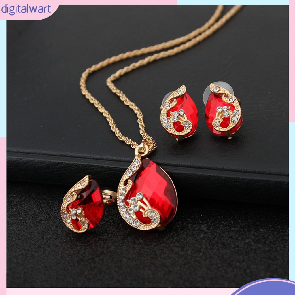 1 Set Vòng cổ Nhẫn Bông Tai Nhẫn Và Bông Tai Hình Chim Công Đính Đá Pha Lê Lấp Lánh Dễ Phối Đồ Cho Nữ