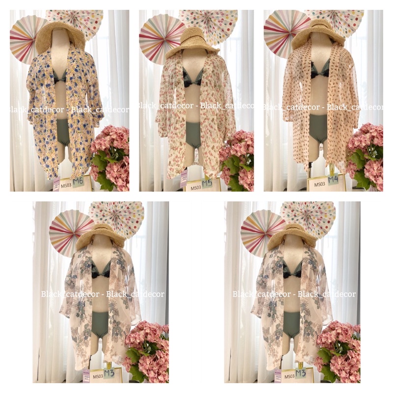 Kimono Áo Choàng voan, áo khoác ngoài bikini Đi Biển Họa Tiết MS03