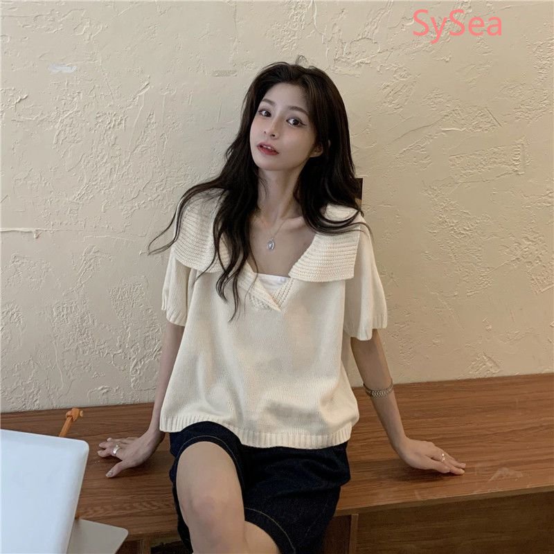 Áo Dệt Kim Ngắn Tay Dáng Rộng Thời Trang Xinh Xắn Cho Nữ