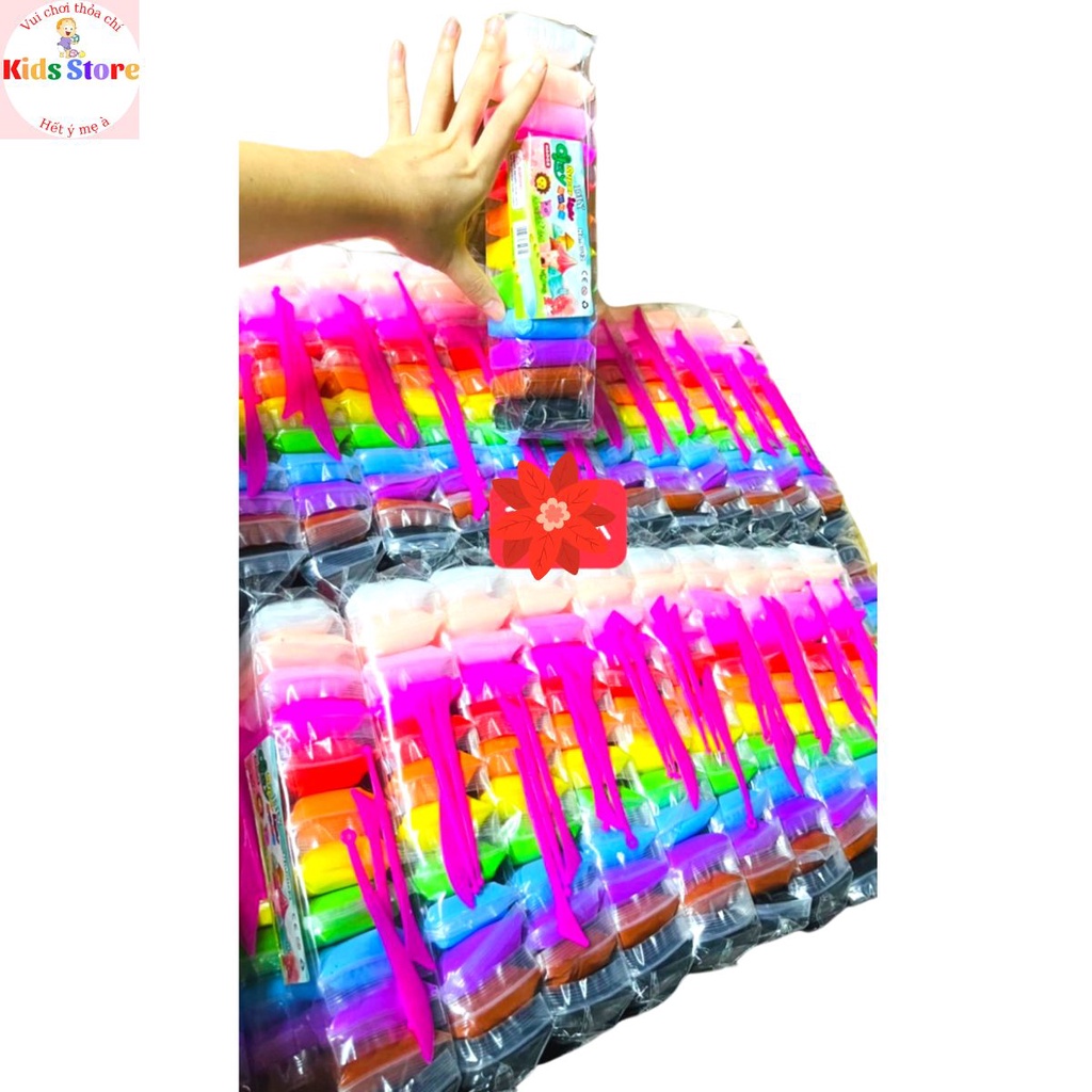 Combo đất sét tự khô Nhật 12 màu an toàn nặn hình cao cấp siêu nhẹ dành cho bé Đất nặn