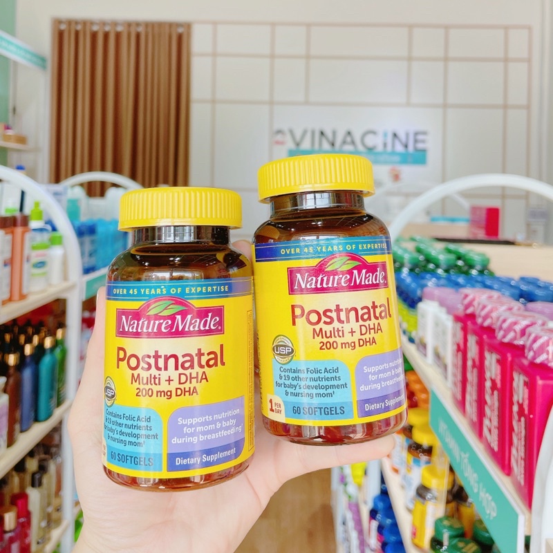 Vitamin tổng hợp cho phụ nữ sau sinh Nature Made Postnatal Multi DHA 60 viên của Mỹ